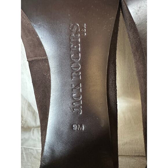 JACK ROGERS Chocolate Brown Suede Pumps Heels Size 8/9 stitched classy suede - Picture 15 of 16